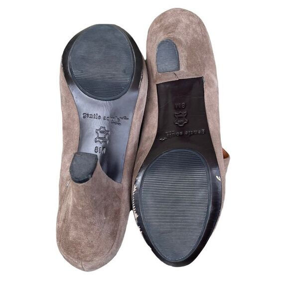 Gentle Souls Remody Tan Suede Peep Toe Criss Cross Strap Heels Size 8 - Picture 6 of 8